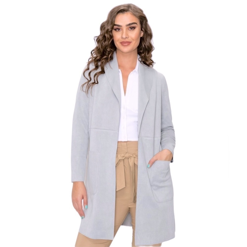 NWT STORY ON Amelia Open Front Long Blazer Lavend… - image 13